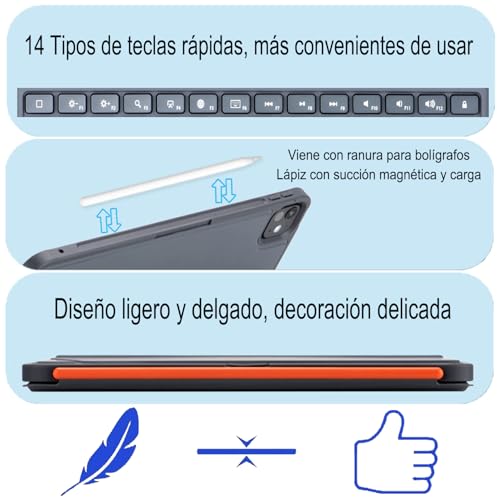 HXEIR 【Español Ñ】 Funda Teclado Rotación 360° para iPad 10.9'' 10ª, iPad 11''(A16 11ª 2025), iPad Air 11"(M3,2025/ M2,2024), iPad Pro 11"(1ª/2ª/3ª/4ª), iPad Air 10.9"(4ª/5ª)