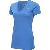 Nike Women's Legend V-Neck T-Shirt (Medium, Blue)