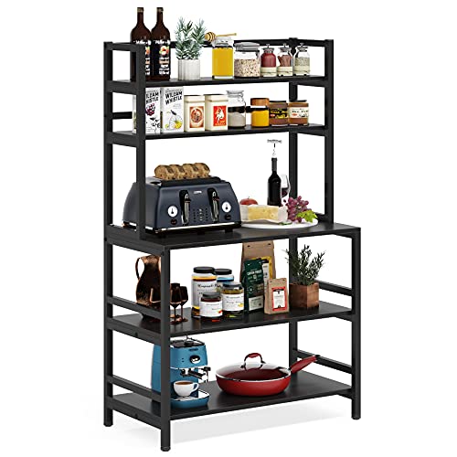 Tribesigns Bakers Rack with Hutch, Microwave Oven Stand, 5Tier Kitchen