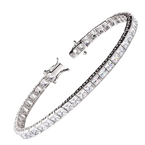 Franki Baker Created Diamond Sterling Silver Princess Cut Tennis Bracelet. Length: 19cm