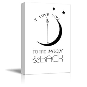 Quote with Stars and The Moon - I Love You to The Moon and Back - Canvas Art Home Art - 12x18 inches