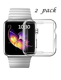Carcasa de TPU para Apple Watch 3, diseño sonriente, incluye protector de pantalla, de alta definición, transparente, ultrafina, para Apple Watch 1.496 in, serie 3 y serie 2 (2 unidades) (1.496 in de transparencia)