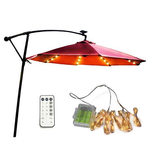 Umbrella Lights, Patio Outdoor Umbrella Waterproof LED Rope Lights String Lights, Battery Operated Indoor Decor, 8 Strings, 13 LED per String Adjustable Brightness - Warm White - Thumbnail 7