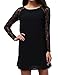 Bepei Women Lace In Point Black Lace Shift Dress Black 2XL