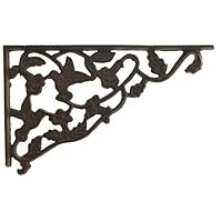 Import Wholesales Shelf Bracket Decorative Cast Iron Wall Brace Hummingbird & Vine Pattern 11.75"