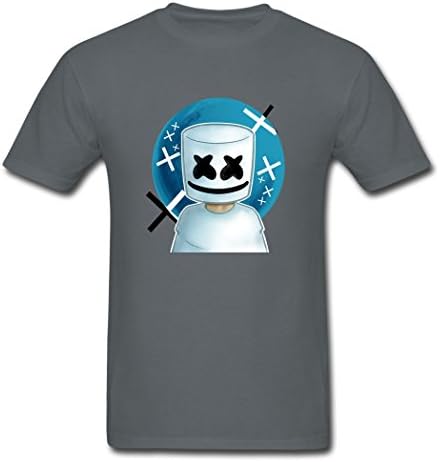 Marshmello face Graphic Kunagming Summer Charcoal T-shirt For Men Small