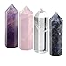 CrystalTears 4pcs Healing Crystal Single Point Wand 35mm Polished Tumbled Stone Decor- Amethyst/Clear Quartz/Rose Quartz/Sodalite