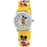 Timermall Kids Children 3D yellow Strap Mickey Mouse Cartoon Watches