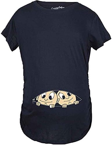 Arichtops Women Maternity T-Shirts Peeking Twins T-Shirt Cute Soft Baby Pregnancy Top Clothes Summer T-Shirt