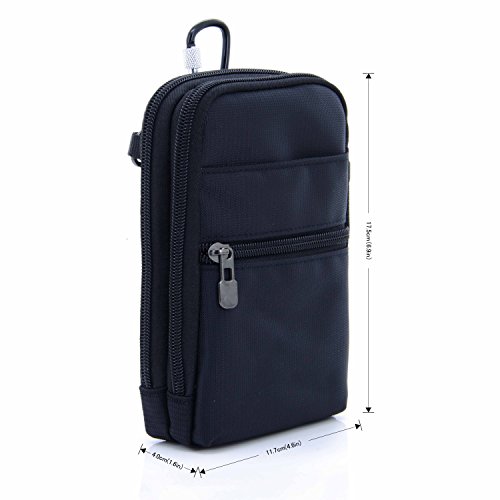 liangdongshop 3 Way Water Resistant Utility Gadget Pouch RFID Blocking Passport Phone Waist Pack with Locking Carabiner(Black) - Thumbnail 2