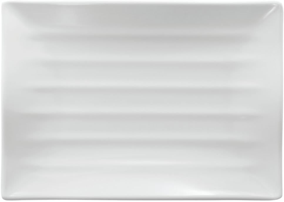 Dalebrook Rectangular Wavy White Melamine Platter - 8 1/4"L x 6"W x 1 1/4"H