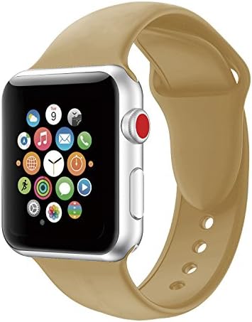 Youther for Apple Watch Bands, Soft Silicone Strap Replacement Wristbands for Apple Watch Sport Series 3 Series 2 Series 1 Camel 42mm M/L