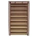 SONGMICS 10 Tiers Shoe Rack with Dustproof Cover Closet Shoe Storage Cabinet Organizer Mocha URXJ36K