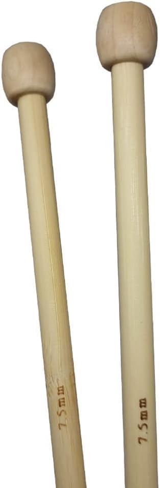 Bamboo Knitting Needles Pair, 35cm Long Single Point Knitting Needle Set 4mm - 25mm (7.5mm)