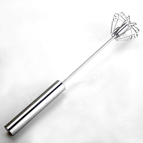 BleuMoo Manual Self Turning Stainless Steel Miracle Push Magic Whisk Mixer Egg Beater
