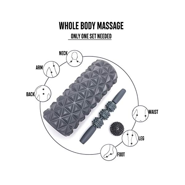 FitBeast Foam Roller Set 2 in 1 for Deep Tissue Muscle Massage, Trigger Point Foam Roller Massage Stick and Massage Ball…
