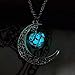 D-XinXin Moon Pendant Necklaces Luminous Hollow Moon Necklace Natural Quartz Chakra Healing Gemstone Necklace Chainthumb 1