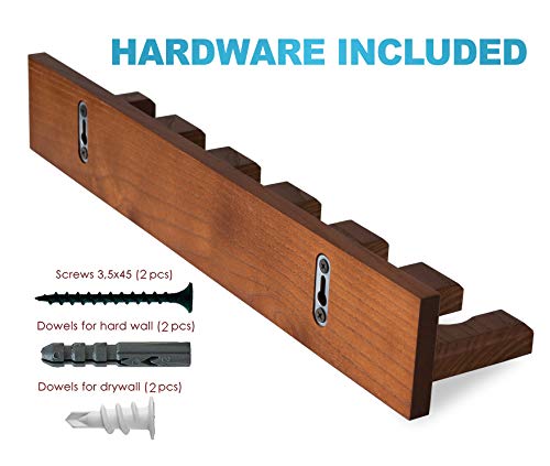 Teslyar Baseball Bat Rack Holder Display Wall Mount Ash Wood Baseball Softball Bat Rack Hardware Included Hidden Screws Vertical Display Brown - Thumbnail 5