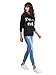 Romwe Women's Long Sleeve Kangaroo Pockets Slogan Letter Print Cute Cat Ear Pullover Hoodie Black XL