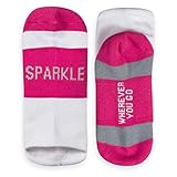 Inspirational Athletic Running Socks | Women's Woven Low Cut | Sparkle | Fuchsia,OneSize
