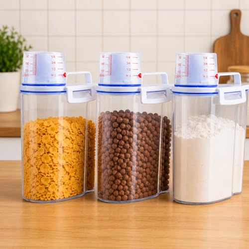 Kit 3 Unids Potes Herméticos 2,5 Litros Organizador Para Cozinha e Lavanderia