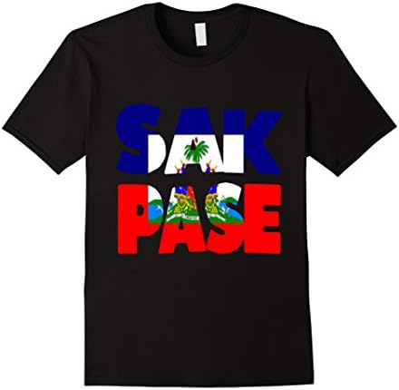 Men's Sak Pase T-Shirt Haitian Pride Shirt - Haitian Flag Tee Medium Black