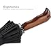 Plemo Windproof Stick Umbrella, Wood Handle Waterproof Cloth with 24 Ribs, Durable for Optimal Resistance to Wind and Rain, Classic Black