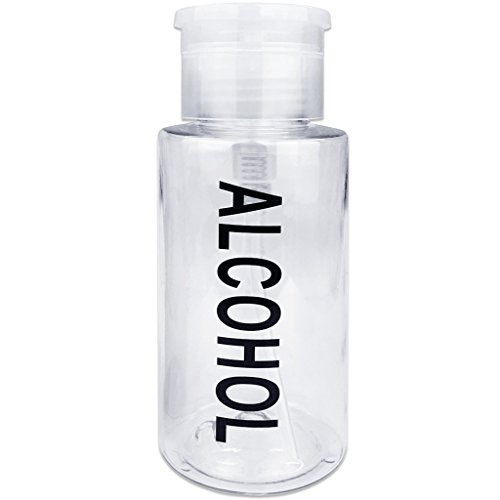 PANA 7 Oz Professional Alcohol-Labeled Push Down Liquid Pumping Bottle Dispenser (Clear)