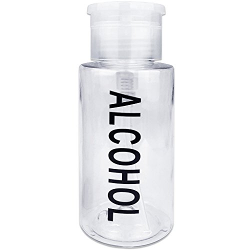 Beauticom Push Down Alcohol Dispenser- Clear Bottle- Labeled - 6 Oz Bottle