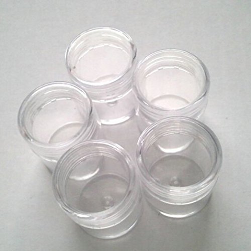 Healthcom New, Empty, Clear, 10 Gram Plastic Pot Jars, Cosmetic Containers for Eyshadow Makeup Nail Powder(50 Pcs)