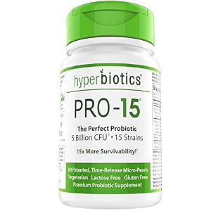 Image of Hyperbiotics PRO-15 Probiotics-60 Daily Time Release Pearls- Digestive Supplement Formula-15x More Survivability Than Capsules-Patented Delivery Technology-Easy to Swallow