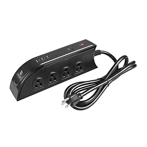 1PLUS 8-Outlet 3-USB Surge Protector Power Strip Power Socket Strip 6ft Cord (Black)