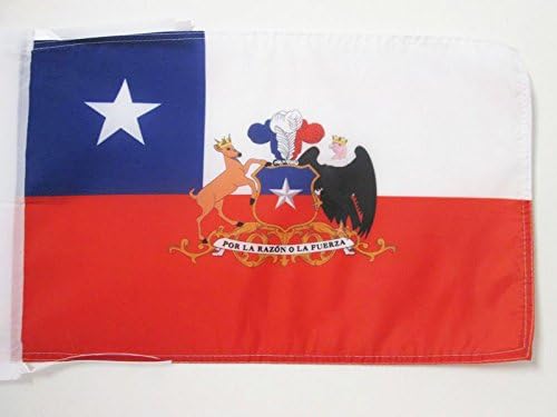 AZ FLAG, Chile with arms Flag, 18'' x 12'', 100% Polyester Chilean Small Banner with Two Cords, Fade Resistant, Vivid Colors