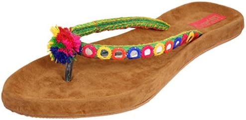 Footrendz Women's Ethnic Pom-Pom Suede Flats
