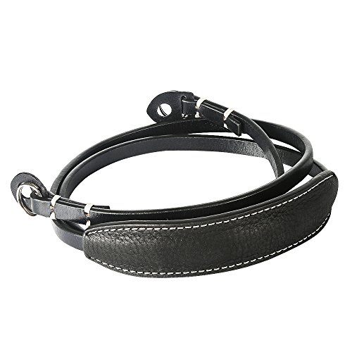 CANPIS Echtes Leder Kamera gurt Schnellverschluss, CP005 Vintage Kamera Schultergurt Hals ragegurt für Nikon Canon Sony Pentax Leica Olympus Fuji Alle DSLR-Kamera (Schwarz)