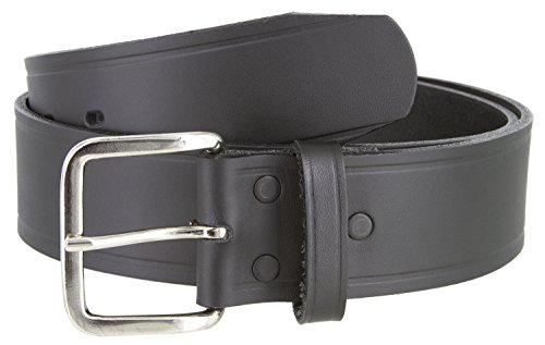 Nickel Shinny Buckle Top Grain Leather Black Belt 1 3/4