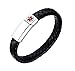 Personalized Engraving Genuine Braided Leather with Stainless Steel Medical Alert Magnetic Clasp ID Bracelets for Men