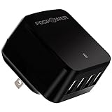 FosPower Bolt [UL Certified] 4 Port Dual USB 17W 5V/6.8A Foldable Travel Wall Charger with WizCharge for iPhone 7 Plus, Galaxy S7 Edge, Note 5, LG G5, HTC 10, Moto G4 Plus, Google Pixel XL - Black