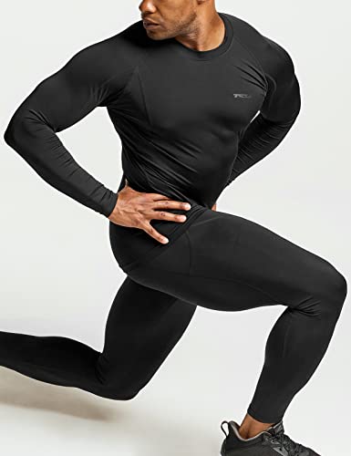 TSLA Men’s Long Sleeve Compression Shirt, UV Protection, Sweat Absorbent, Quick Drying, Long Shirt, Compression Wear, Undershirt, Sports Inner, Base Layer, Training Wear