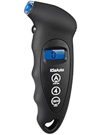 KSaAuto Digital Tire Pressure Gauge 150 PSI 4 Settings for Car Truck Bicycle with Backlit LCD and Non-Slip Grip, Black (1 Pack)