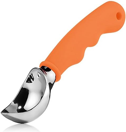 Ice Cream Scoop, Koncle Cookies Scoop Stainless Steel Melon Scoop Spoon, Non-slip Rubber Grip Ice Scoop Set with Strong Handle for the Hardest Ice Cream, Frozen Yogurt, Fruit, Coffee (Orange)