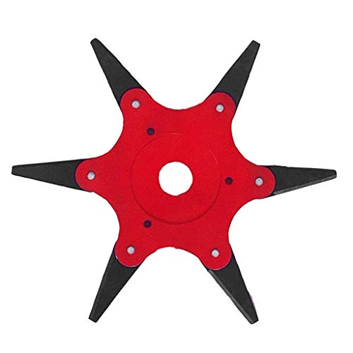 Outdoor Trimmer Head 6 Steel Blades Razor Lawn Mower Grass Weed Eater Brush Cutter Lawn Mower Sharpener Tool Replacement Parts (Red)