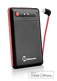 [Apple MFi Certified] Tek Republic Slim Premium Fast-Charging Portable Charger 2500mAh External Battery Pack Power Bank with built-in Lightning Cable for Apple iPhone 6, 6 Plus, 5S, 5C and 5