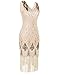 PrettyGuide Women 1920s 1920s Gatsby Vintage Sequin Art Deco Cocktail Flapper Dress S Gold Beige