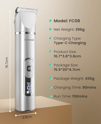 oneisall 4 in 1 Professional Dog Clipper, Cordless Dog Paw Clipper, Paws, Body, Eyes, Ears, Face