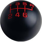 DEWHEL Black/Red Inlay Sphere 6 Speed Classic Manual Shift Knob Shifter Stick 200 Grams Weighted Aluminum 3/8-16 Compatible with Hurst Chrome Shifter Sticks