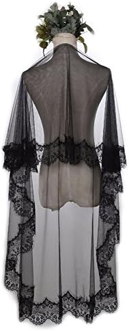 DANYS BRIDAL Lace Black Wedding Veil Black