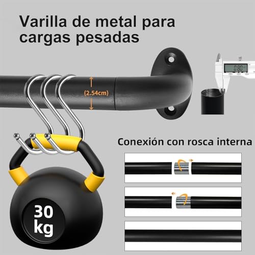 Barra Cortina,Cortinero de Ventana Ajustables,Con SoporteResistente y Fácil Instalar,Barras de Cortina Envolventes,Para Baño,Sala del Estar,Dormitori(Negro, 48-84in)