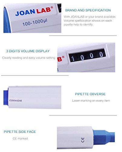 Multi-Volume Adjustable Micropipette (100-1000 ul) Kit - Including 2 Racks of 96 Pipette Tips