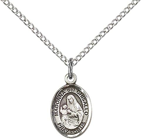 F A Dumont Church SuppliesSterling Silver St. Madonna Del Ghisallo Pendant with 18" Stainless Steel Lite Curb Chain. Patron Saint of Cyclists